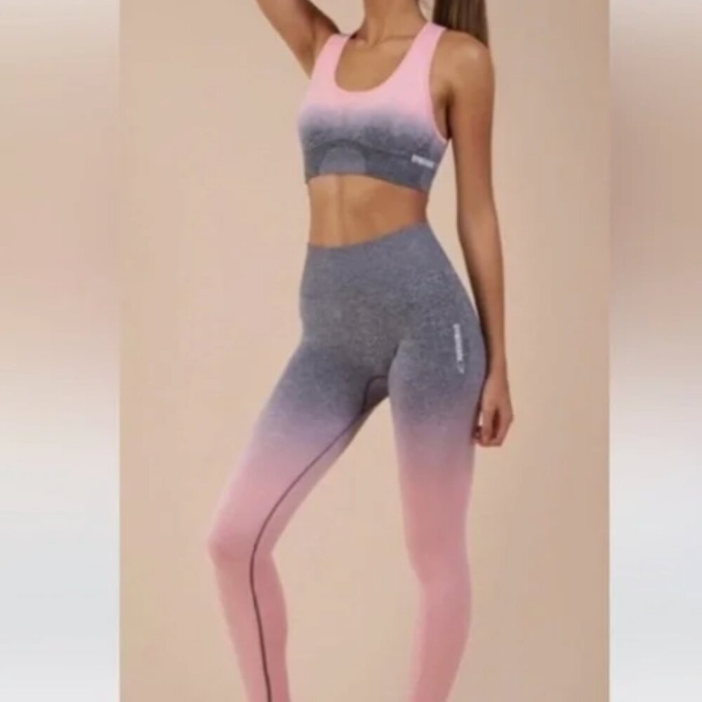 GYMSHARK OMBRE SEAMLESS Set - PINK/GREY BOTH size SMALL